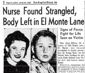 Immagine del giornale che annuncia l'omicidio della madre di James Ellroy